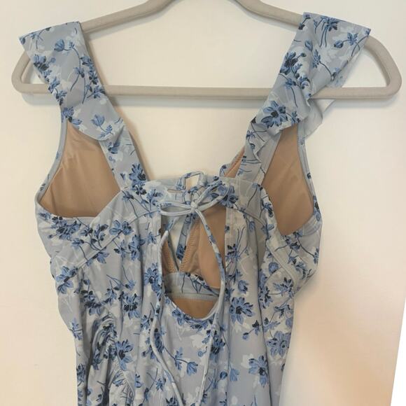 NWT A Pea in the Pod Ruffled Maternity Floral Swimsuit Light Blue Size M - Picture 7 of 7